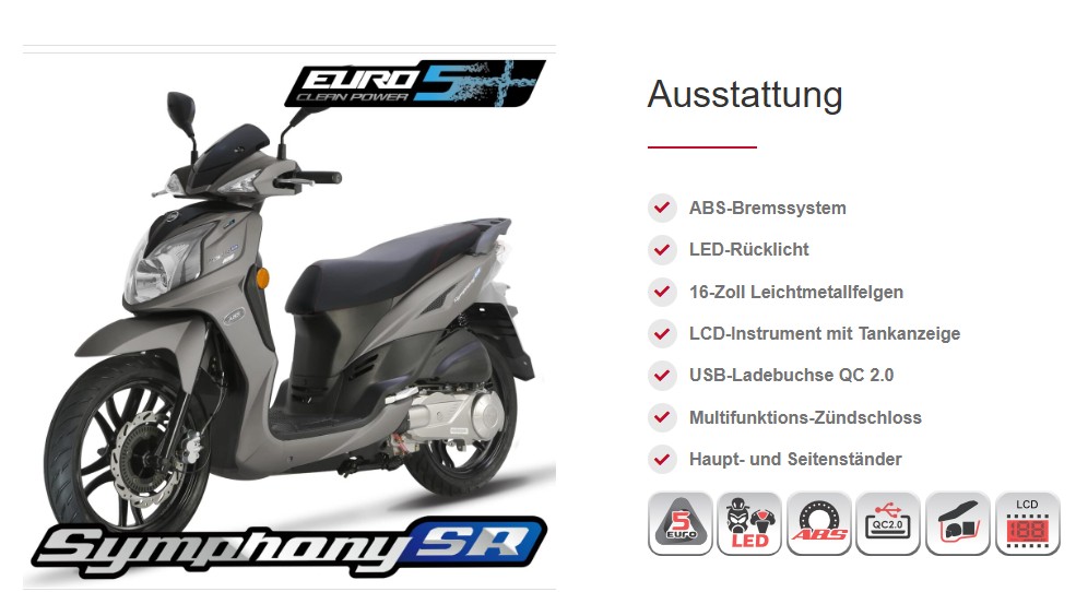 SYMPHONY-SR-125-Ausstattung